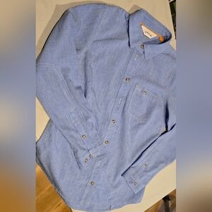 Orvis SPF30 Long Sleeve Button Front Tech Chambray Work Shirt Women's Size XS